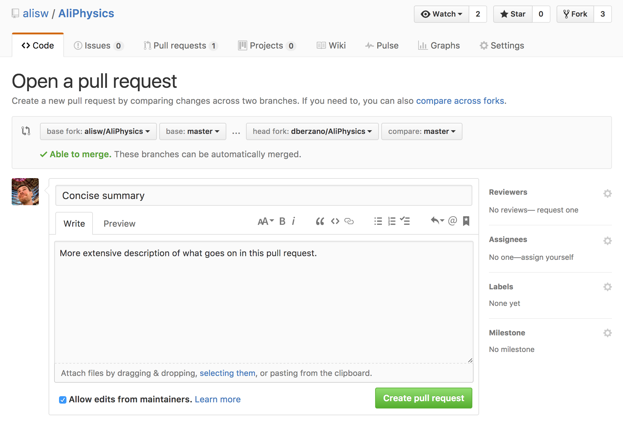 Git open a Pull Request